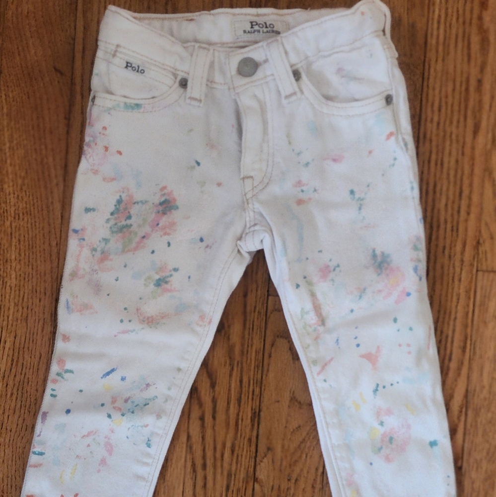 Polo Ralph Lauren Girls Pink 2T Jean's with Paint design